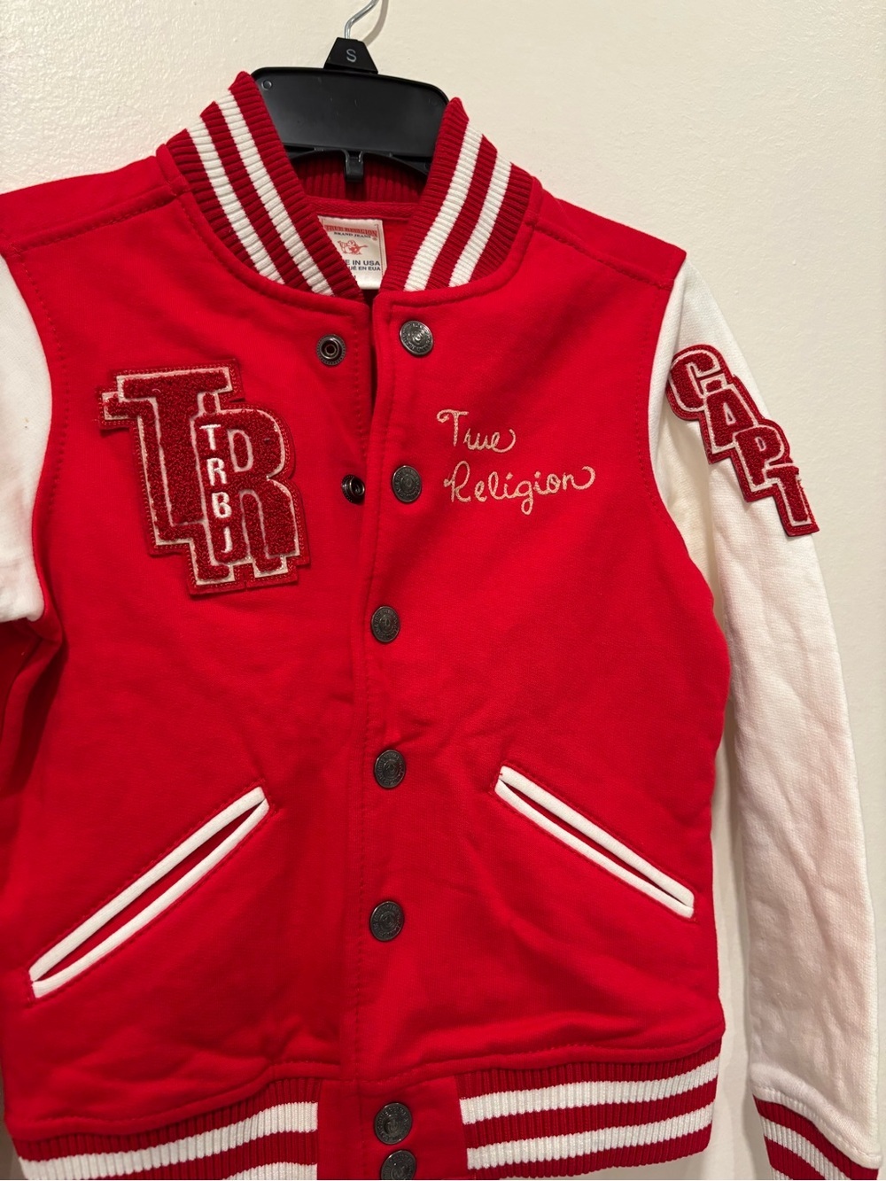 True Religion Red and White Varsity Jacket - Picture 2 of 6